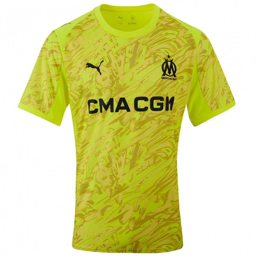 ילדים אולימפיק מרסיי ירוק פלורסנט שחור חולצת שוער 2025/26 חולצה קצרה ילדים אולימפיק מרסיי ירוק פלורסנט שחור חולצת שוער 2025/26 חולצה קצרה