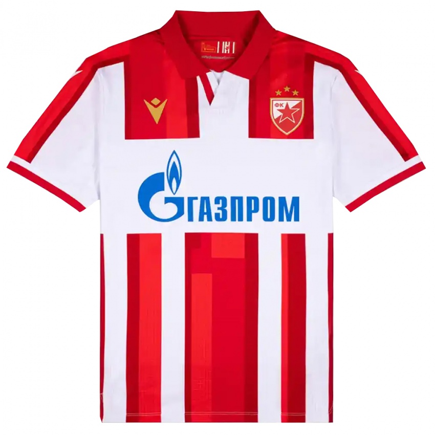 גברים Dusan Bojovic Zaev #0 אדום לבן ג'רזי ביתית 2025/26 חולצה קצרה