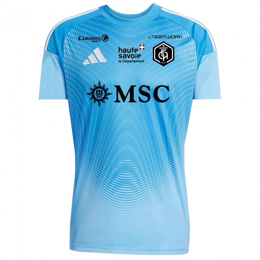 גברים Victor Chaillou #0 לבן כחול שמיים חולצת שוער 2025/26 חולצה קצרה גברים Victor Chaillou #0 לבן כחול שמיים חולצת שוער 2025/26 חולצה קצרה