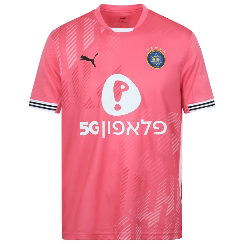 גברים מכבי תל אביב לבן ורוד חולצת שוער 2025/26 חולצה קצרה