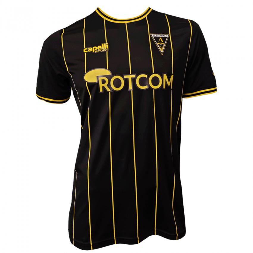 נשים Jarun Theißen #1 שחור צהוב הרחק ג'רזי 2025/26 חולצה קצרה