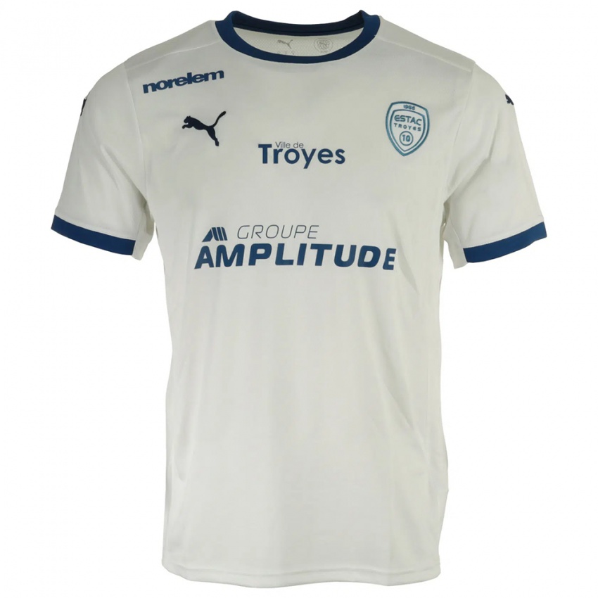 נשים Marc-Anthony Nkoumouck #1 לבן כחול הרחק ג'רזי 2025/26 חולצה קצרה