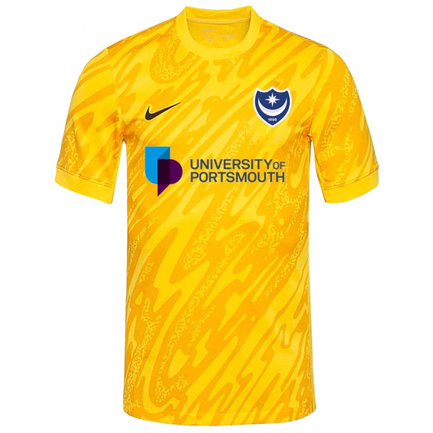 נשים פורטסמות' שחור צהוב חולצת שוער 2025/26 חולצה קצרה