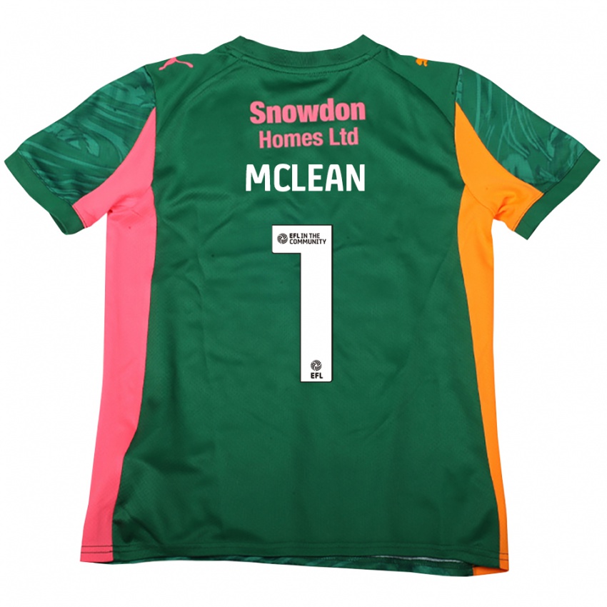 ילדים Katie Mclean #1 ירוק ורוד כהה חולצת שוער 2025/26 חולצה קצרה