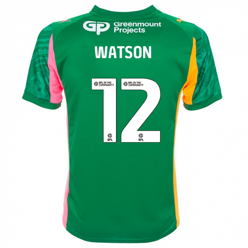 ילדים Tom Watson #12 ירוק ורוד כתום חולצת שוער 2025/26 חולצה קצרה