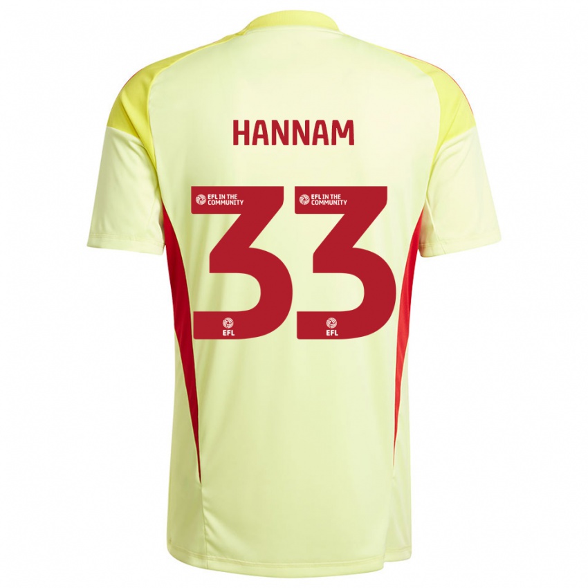 ילדים Shawna Hannam #33 צהוב חיוור חולצת שוער 2025/26 חולצה קצרה