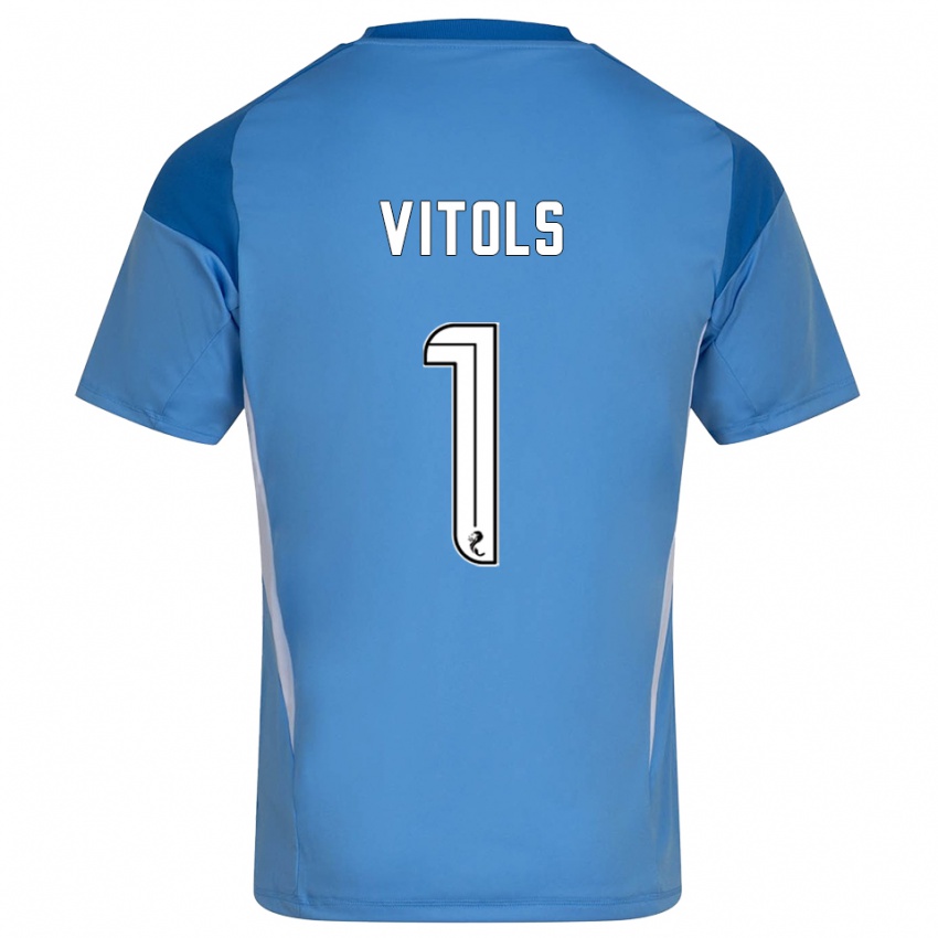 ילדים רודריגו ויקטורס ויטולס #1 לבן כחול חולצת שוער 2025/26 חולצה קצרה