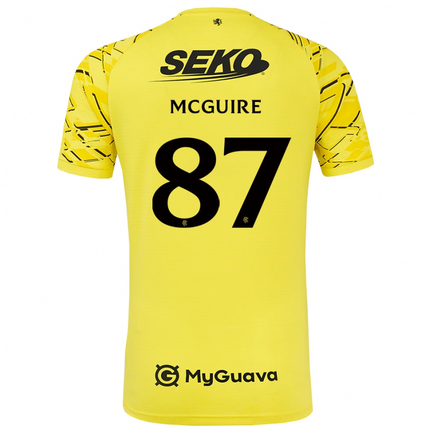 ילדים Rydnn McGuire #87 שחור צהוב חולצת שוער 2025/26 חולצה קצרה