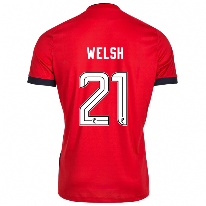 ילדים Tom Welsh #21 לבן אדום חולצת שוער 2025/26 חולצה קצרה