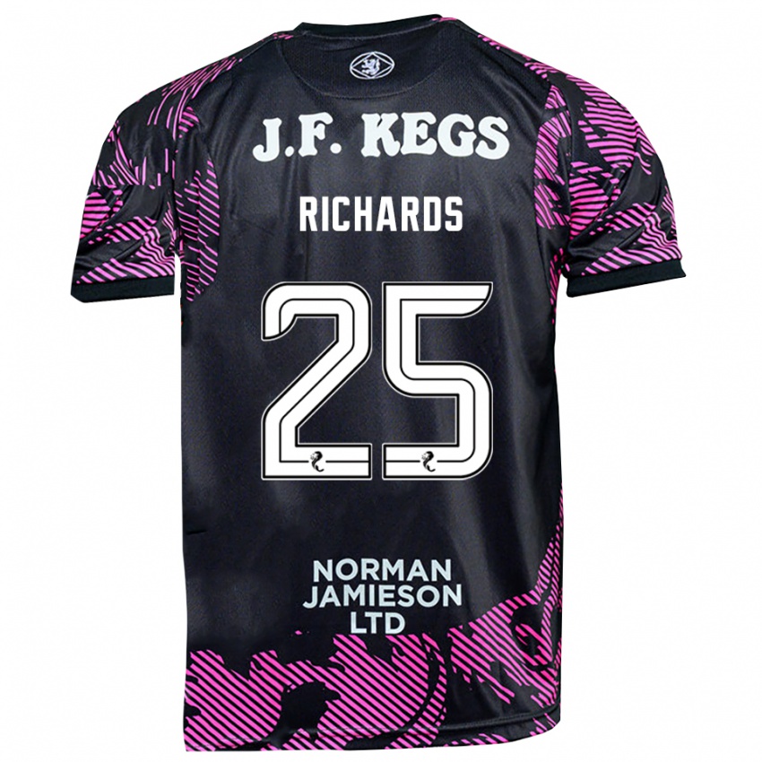 ילדים Dave Richards #25 שחור ורוד חולצת שוער 2025/26 חולצה קצרה