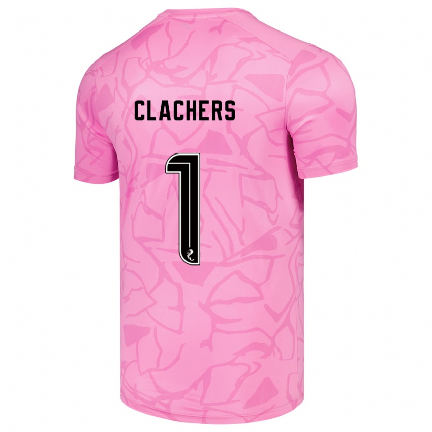 ילדים Erin Clachers #1 שחור ורוד חולצת שוער 2025/26 חולצה קצרה