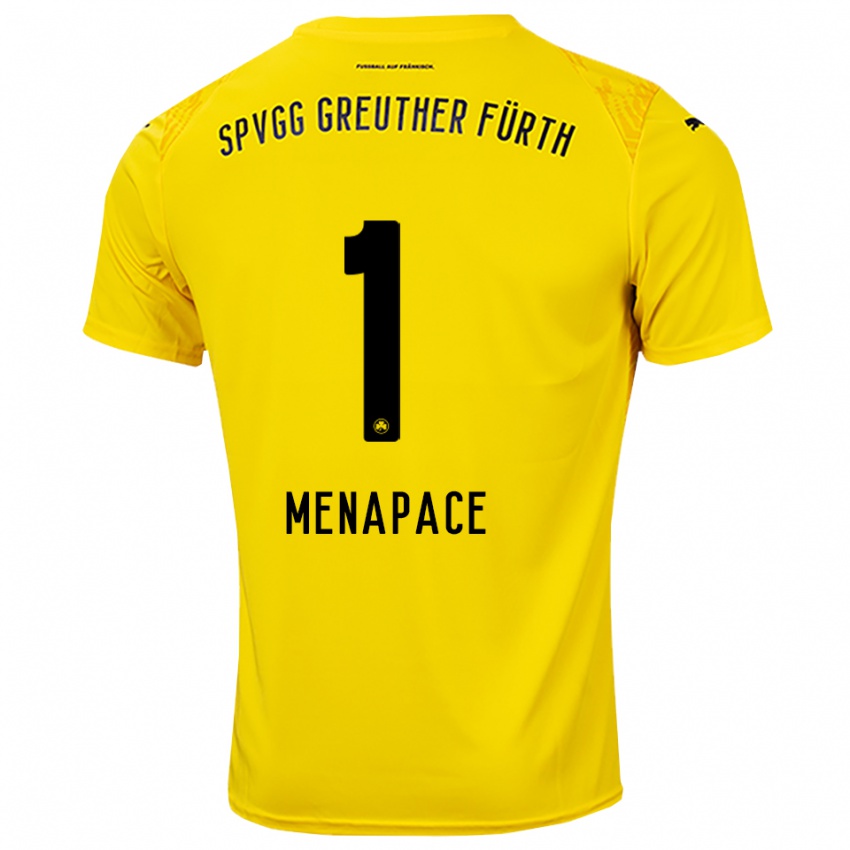 ילדים Theo Menapace #1 צהוב שחור חולצת שוער 2025/26 חולצה קצרה