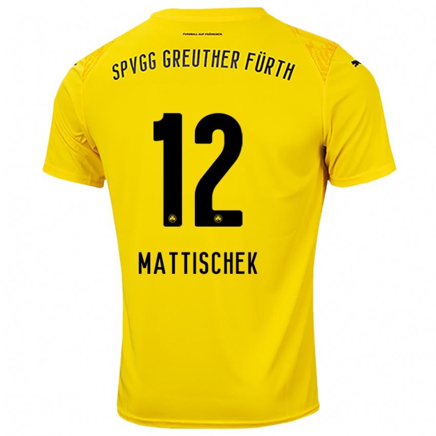 ילדים Jakob Mattischek #12 צהוב שחור חולצת שוער 2025/26 חולצה קצרה