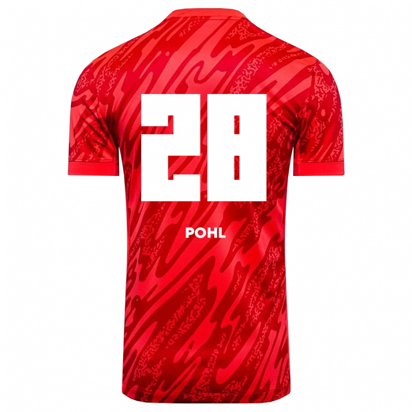 ילדים Jonas Pohl #28 אדום לבן חולצת שוער 2025/26 חולצה קצרה