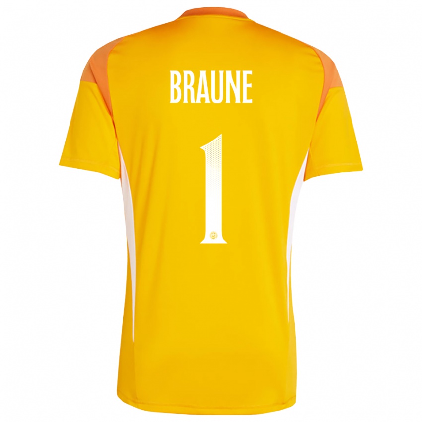 ילדים מקסימיליאן בראון #1 כתום לבן חולצת שוער 2025/26 חולצה קצרה