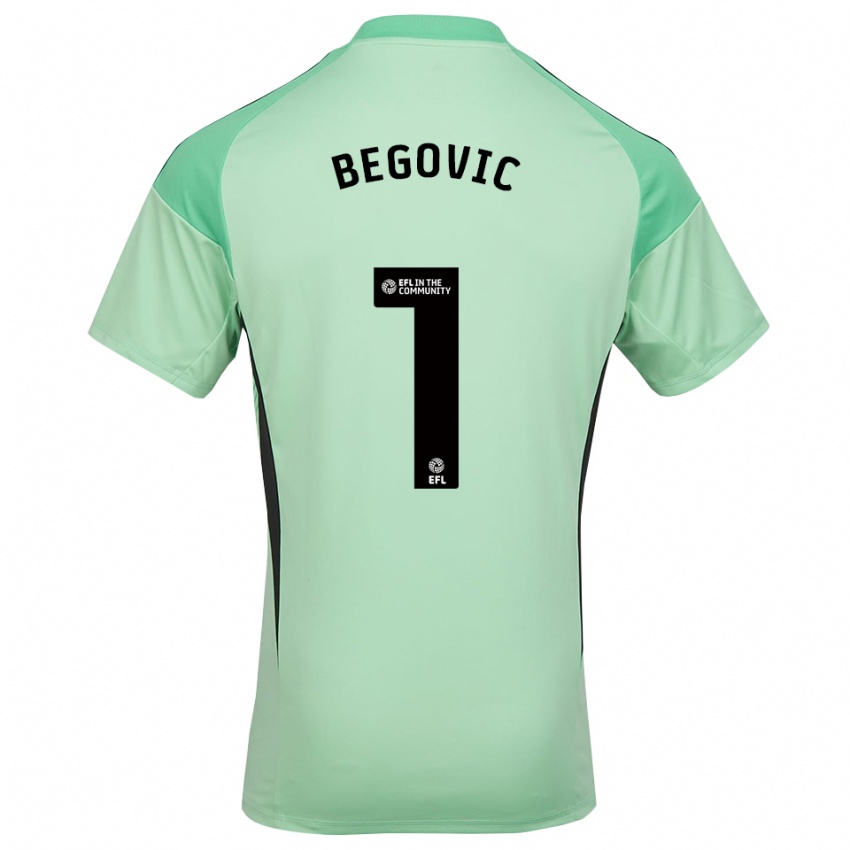 ילדים אסמיר בגוביץ' #1 ירוק בהיר שחור חולצת שוער 2025/26 חולצה קצרה