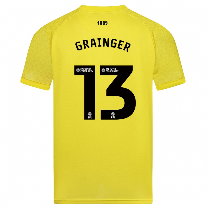 ילדים Benjamin Grainger #13 שחור צהוב חולצת שוער 2025/26 חולצה קצרה