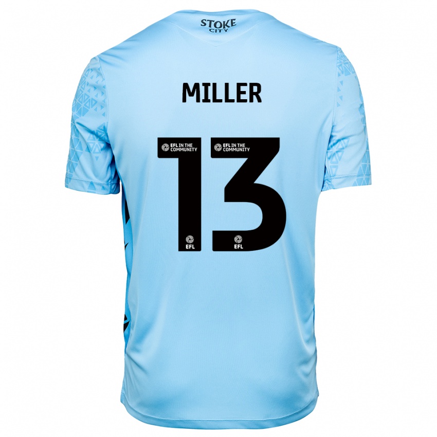 ילדים Tom Miller #13 תכלת שחור חולצת שוער 2025/26 חולצה קצרה