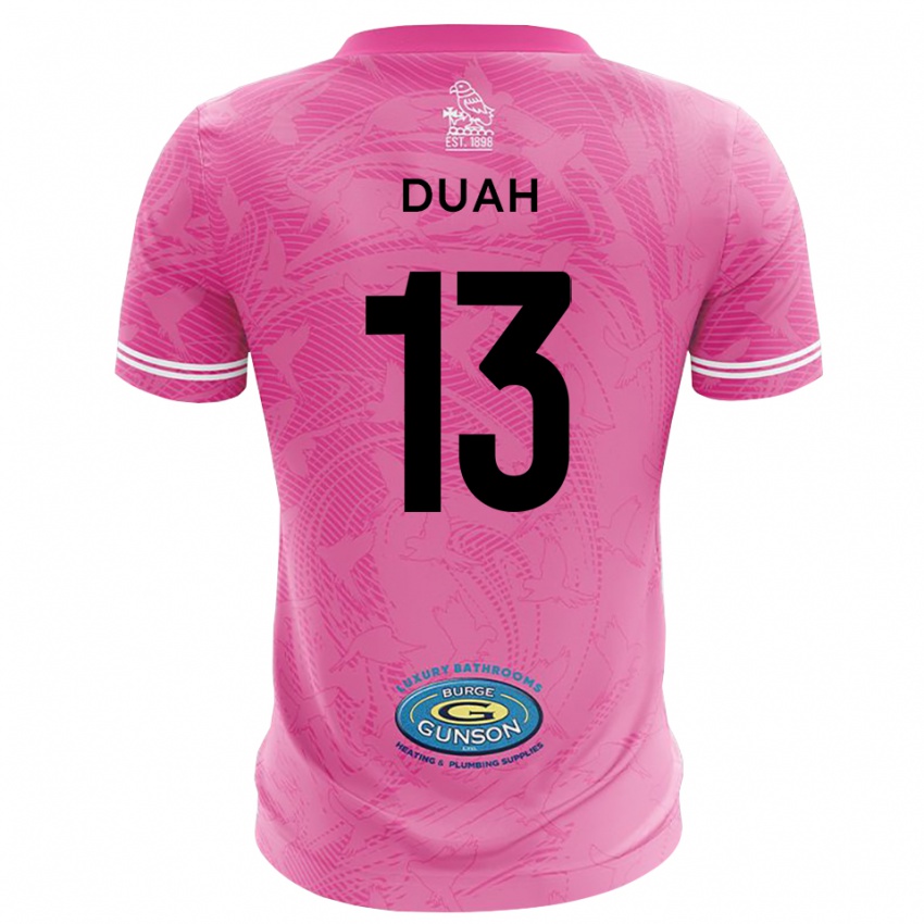 ילדים Enos Duah #13 ורוד לבן חולצת שוער 2025/26 חולצה קצרה