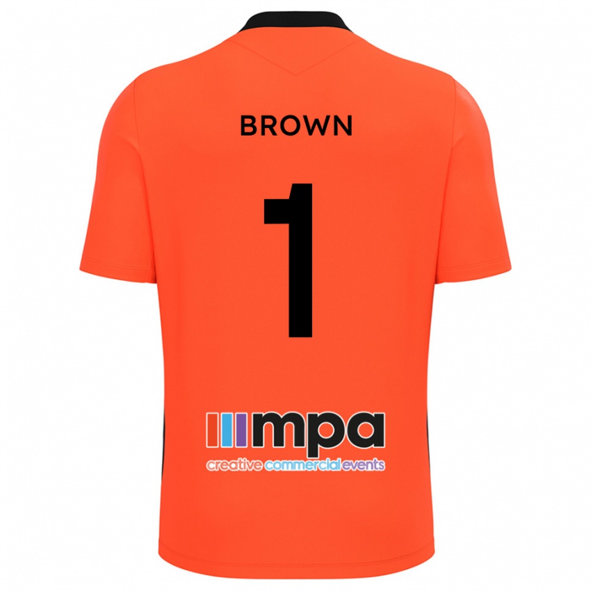 ילדים Rory Brown #1 כתום שחור חולצת שוער 2025/26 חולצה קצרה