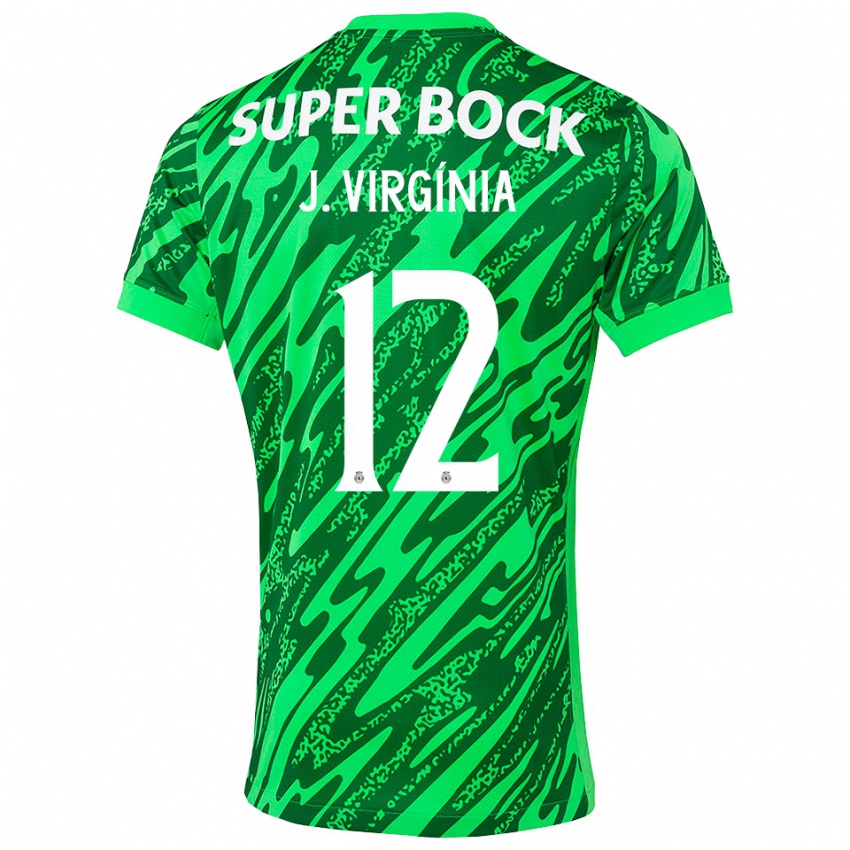ילדים ז'ואאו וירג׳יניה #12 ירוק לבן חולצת שוער 2025/26 חולצה קצרה