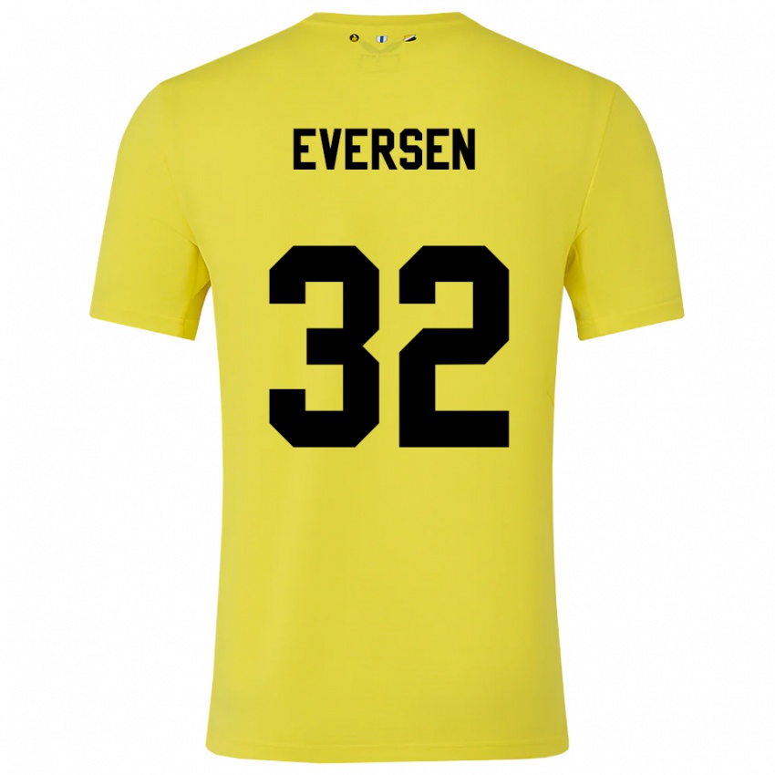 ילדים ג׳אסטין אברסן #32 צהוב שחור חולצת שוער 2025/26 חולצה קצרה