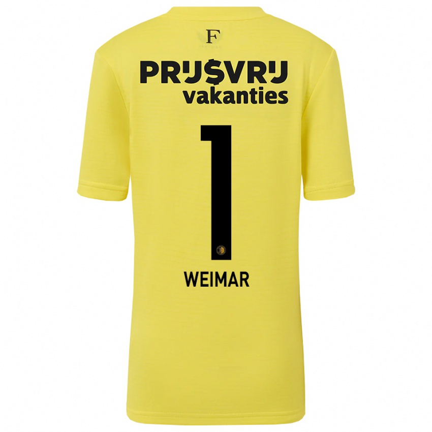 ילדים ג'קינטה ויימאר #1 צהוב שחור חולצת שוער 2025/26 חולצה קצרה