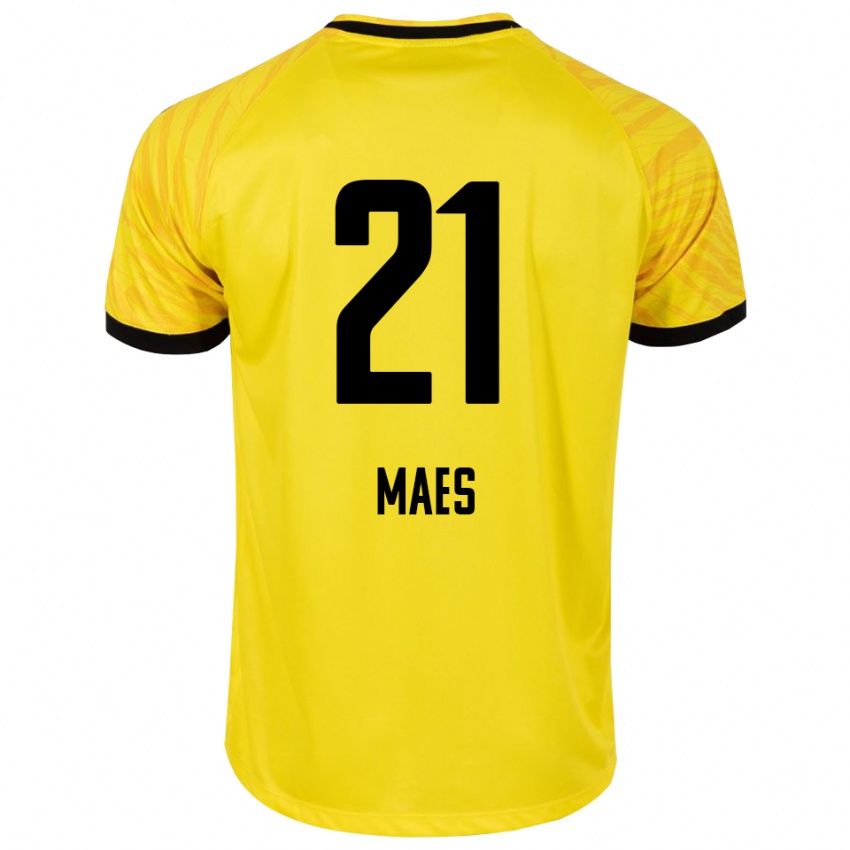 ילדים Noa Maes #21 צהוב שחור חולצת שוער 2025/26 חולצה קצרה