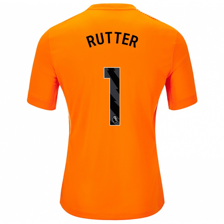 ילדים William Rutter #1 כתום שחור חולצת שוער 2025/26 חולצה קצרה