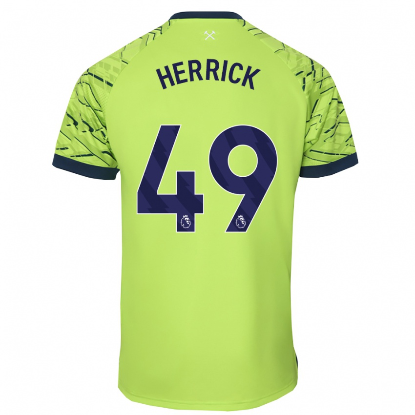 ילדים פינלי הריק #49 ירוק פלורסנט חולצת שוער 2025/26 חולצה קצרה