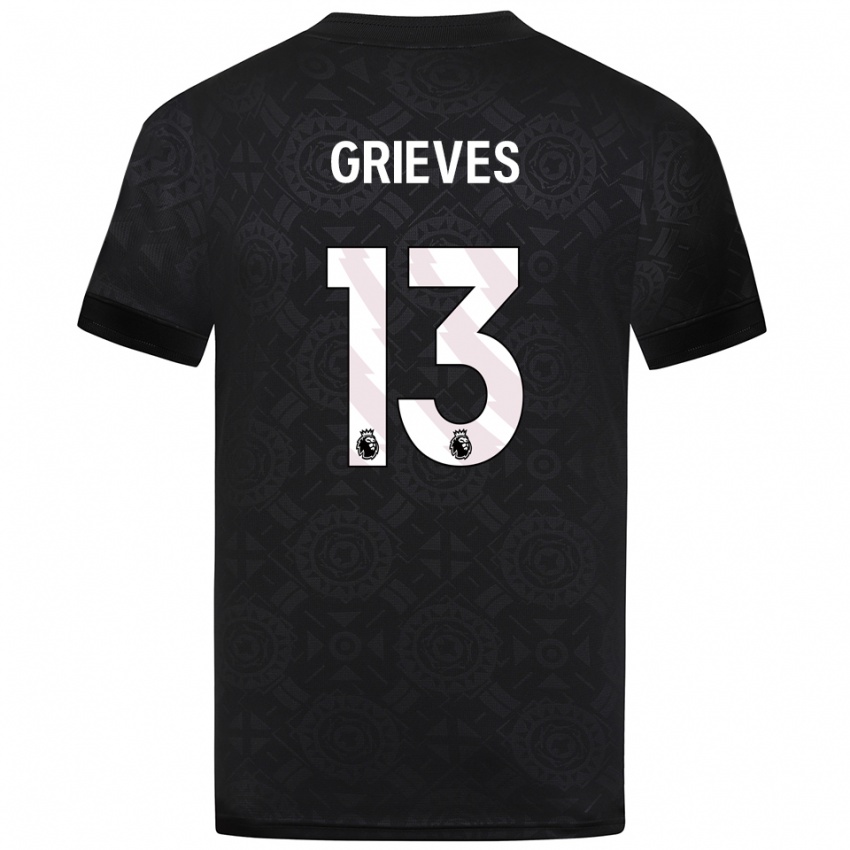 ילדים Xander Grieves #13 שחור לבן חולצת שוער 2025/26 חולצה קצרה