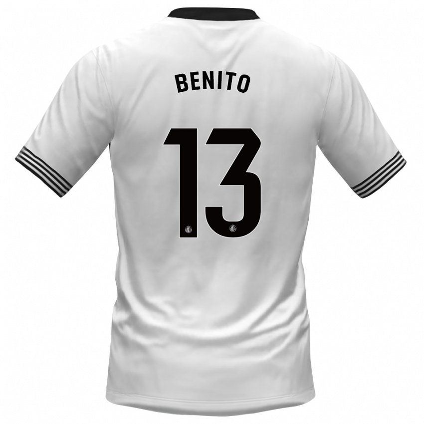 ילדים Jorge Benito #13 לבן שחור חולצת שוער 2025/26 חולצה קצרה