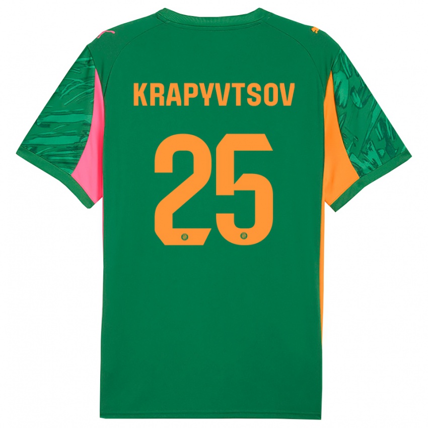 ילדים Vladyslav Krapyvtsov #25 ירוק כתום חולצת שוער 2025/26 חולצה קצרה