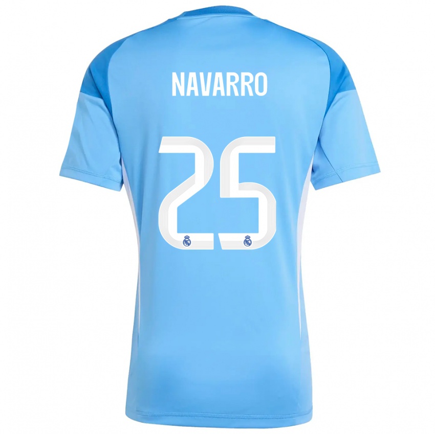 ילדים Javier Navarro #25 כחול שמיים לבן חולצת שוער 2025/26 חולצה קצרה