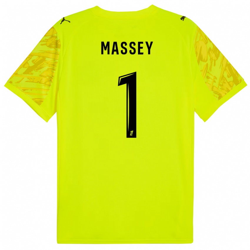 ילדים קייזה מאסי #1 ירוק פלורסנט צהוב חולצת שוער 2025/26 חולצה קצרה