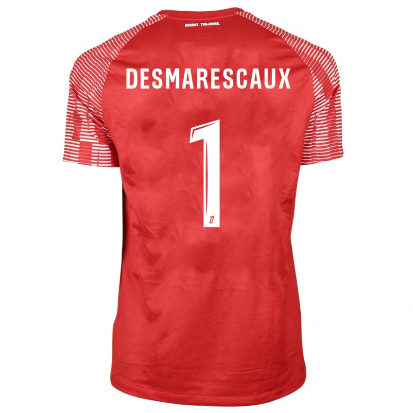 ילדים Émile Desmarescaux #1 אדום לבן חולצת שוער 2025/26 חולצה קצרה