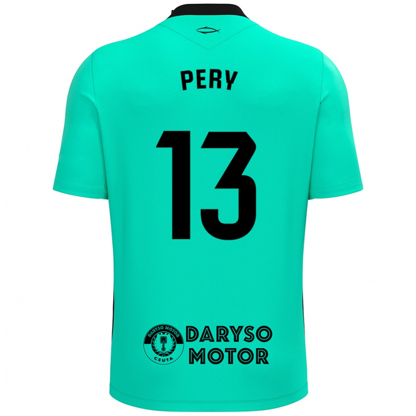 ילדים Pery #13 טורקיז שחור חולצת שוער 2025/26 חולצה קצרה