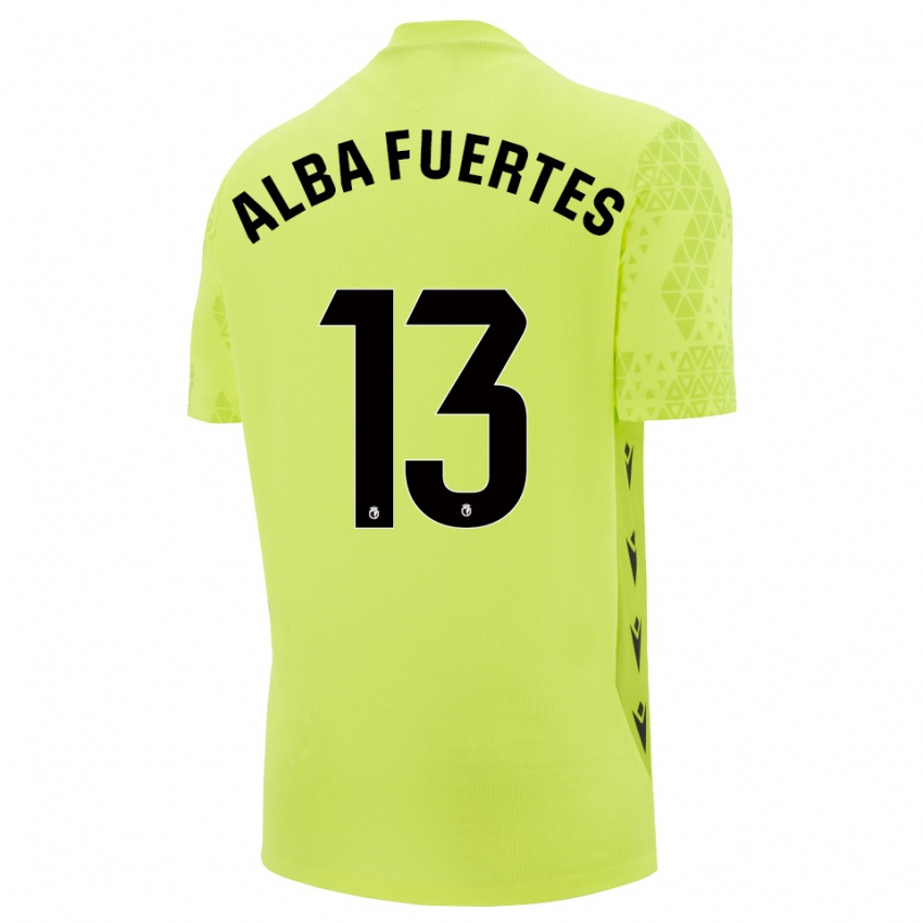 ילדים Alba Fuertes #13 ירוק צהוב שחור חולצת שוער 2025/26 חולצה קצרה