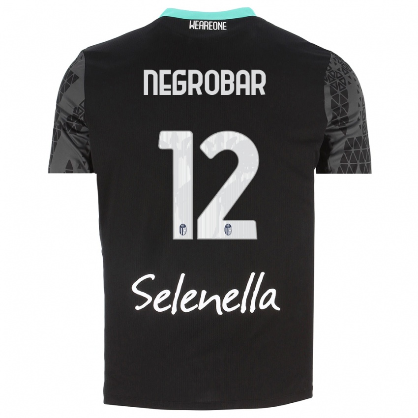 ילדים Lucas Negrobar #12 אפור שחור לבן חולצת שוער 2025/26 חולצה קצרה