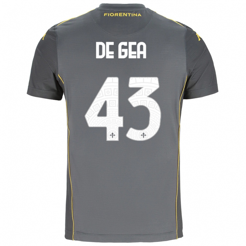 ילדים דויד דה חאה #43 אפור כהה צהוב חולצת שוער 2025/26 חולצה קצרה