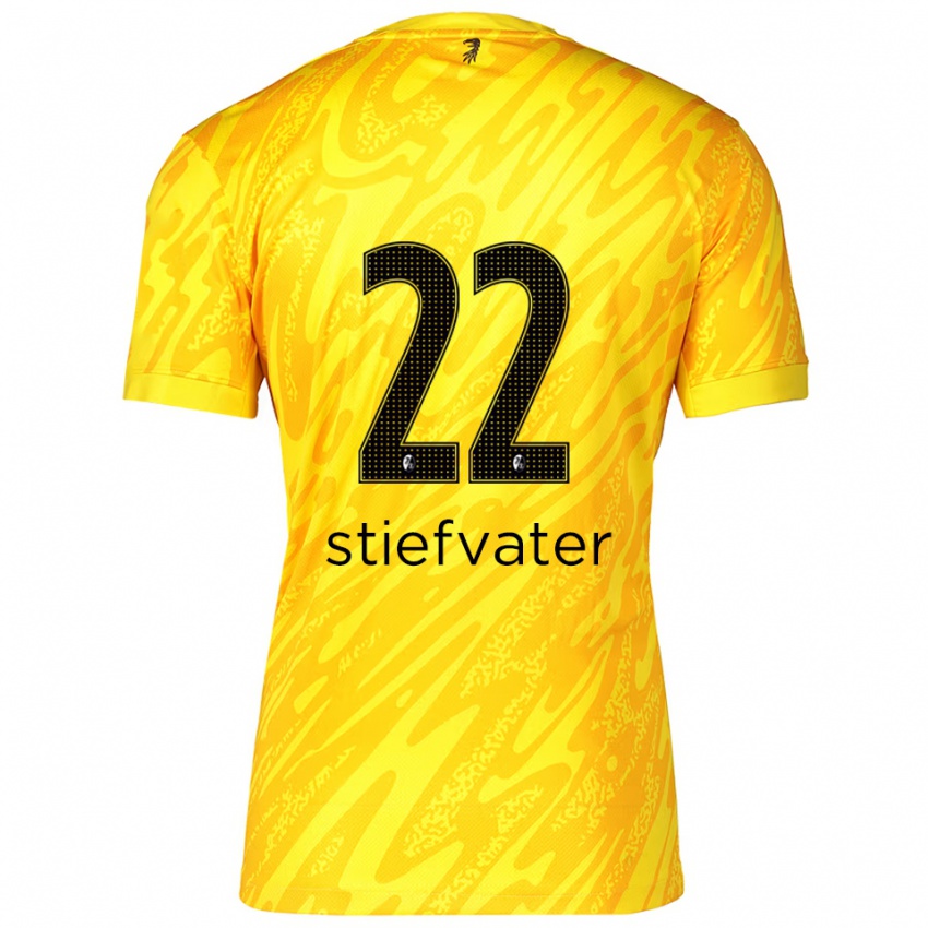 ילדים Max Stiefvater #22 צהוב שחור חולצת שוער 2025/26 חולצה קצרה