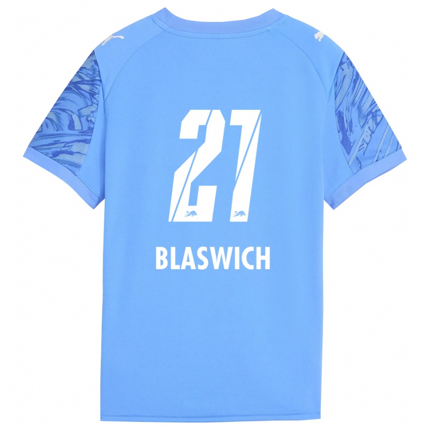 ילדים ג׳אניס בלאסוויץ' #21 כחול מלכותי אדום חולצת שוער 2025/26 חולצה קצרה