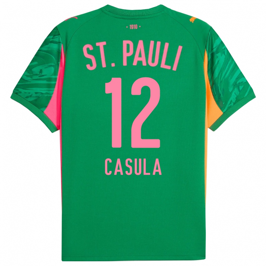 ילדים David Casula #12 ורוד כתום ירוק חולצת שוער 2025/26 חולצה קצרה