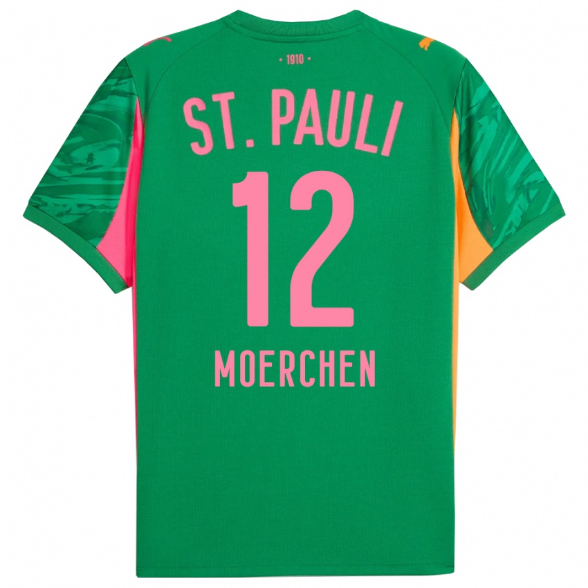 ילדים תיאו קוסימו מורצ׳ן #12 ורוד כתום ירוק חולצת שוער 2025/26 חולצה קצרה