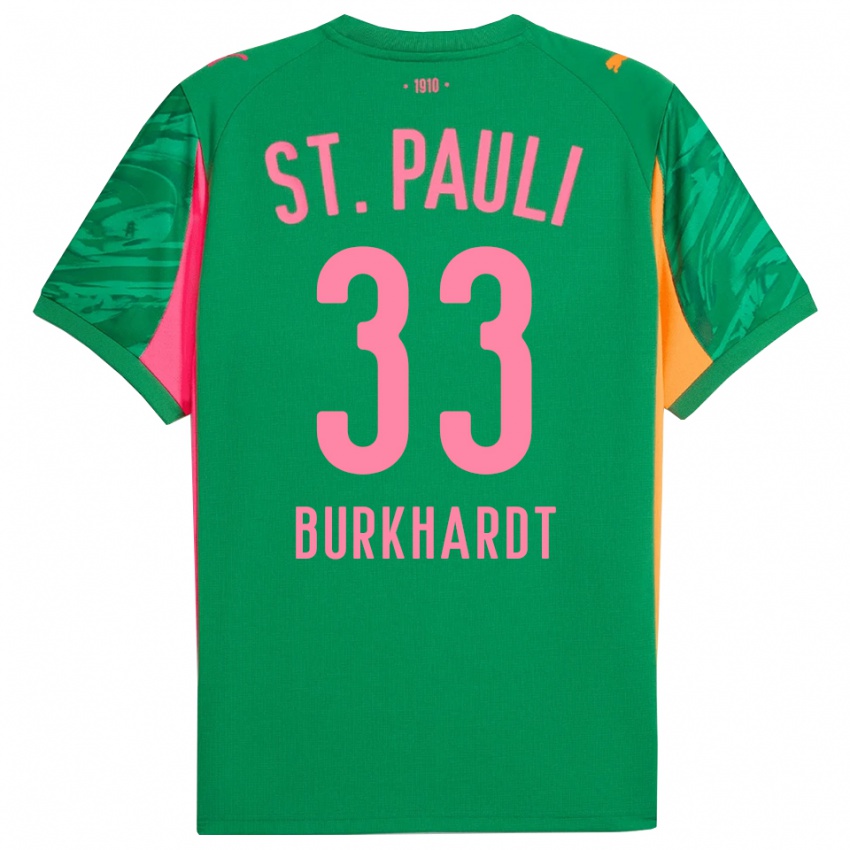 ילדים Jannik Burkhardt #33 ורוד כתום ירוק חולצת שוער 2025/26 חולצה קצרה