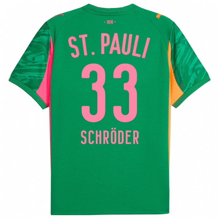 ילדים Lennard Schröder #33 ורוד כתום ירוק חולצת שוער 2025/26 חולצה קצרה