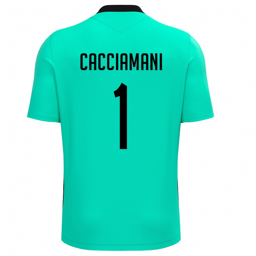 ילדים Niccolò Cacciamani #1 שחור טורקיז חולצת שוער 2025/26 חולצה קצרה