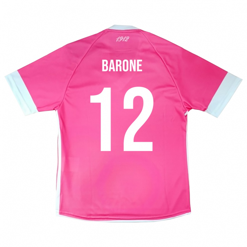 ילדים Filippo Barone #12 לבן ורוד לוהט חולצת שוער 2025/26 חולצה קצרה