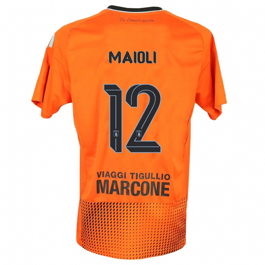 ילדים פרנצ'סקו מאיולי #12 כחול כתום כהה חולצת שוער 2025/26 חולצה קצרה