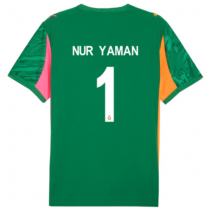 ילדים גאמזה נור ימאן #1 ורוד ירוק כתום חולצת שוער 2025/26 חולצה קצרה